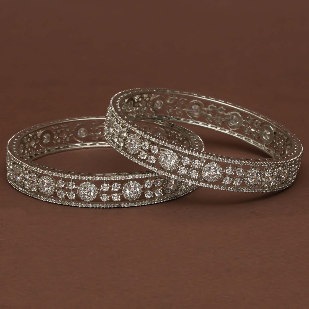 CZ White Gold Bangles