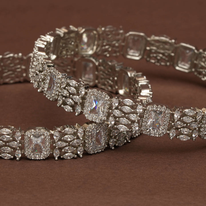 CZ White Gold Bangles