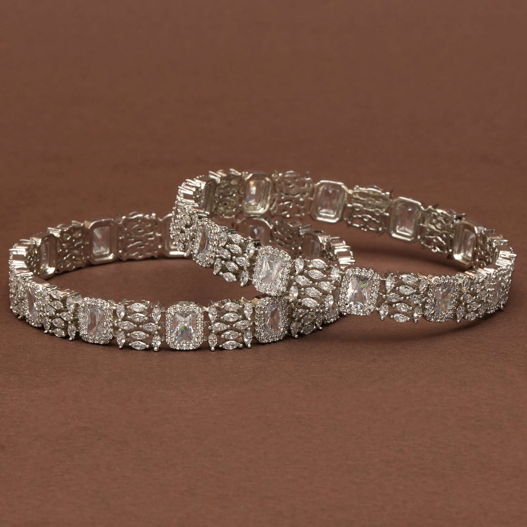 CZ White Gold Bangles