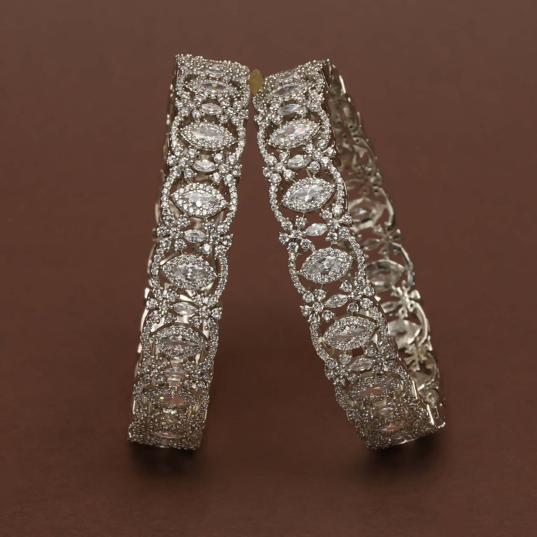 CZ White Gold Bangles