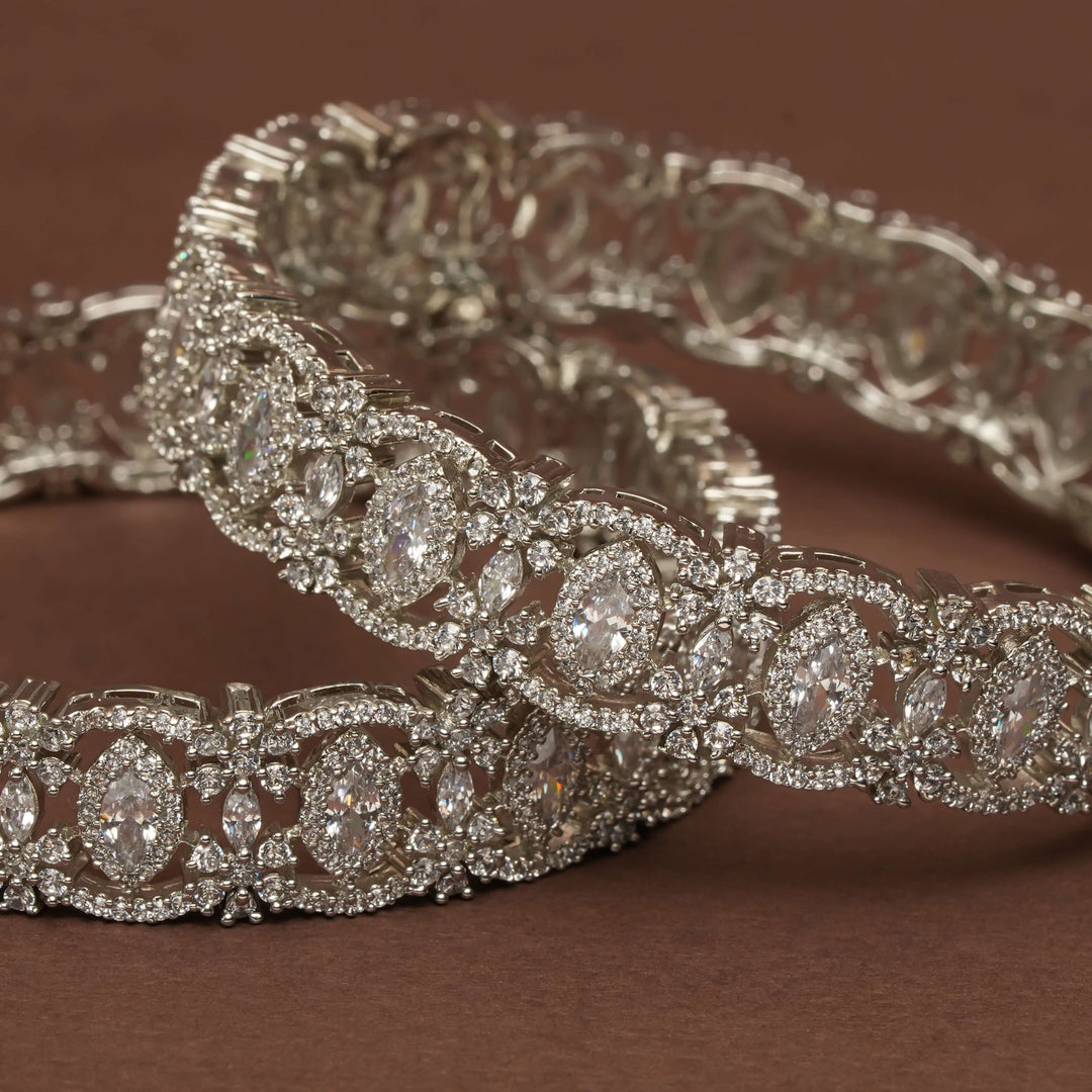 CZ White Gold Bangles