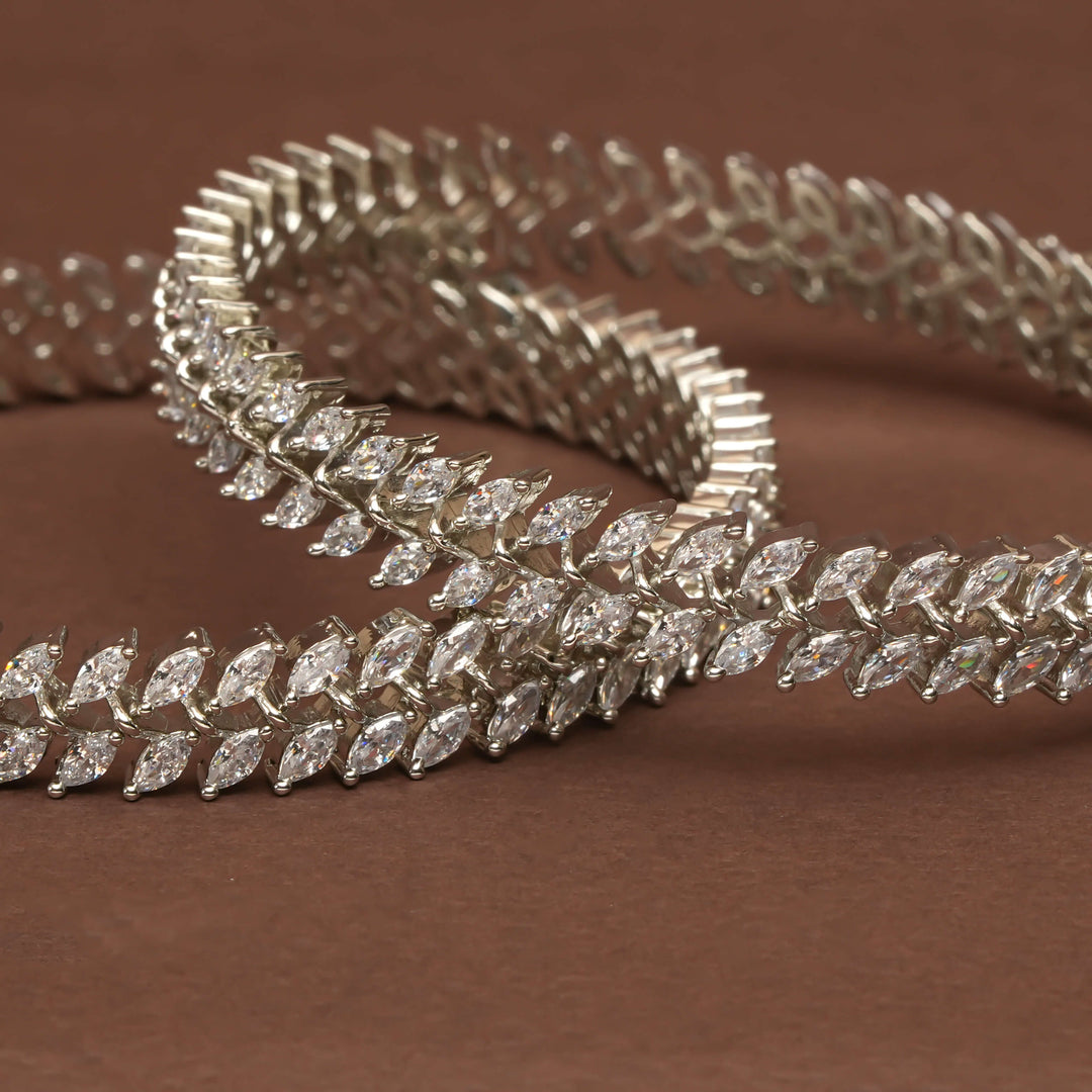 CZ White Gold Bangles