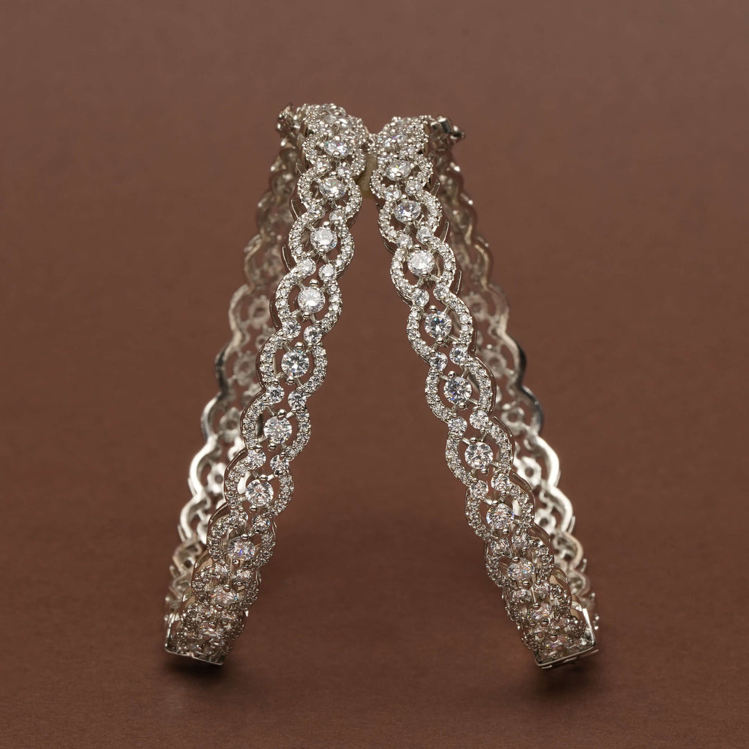 CZ White Gold Bangles
