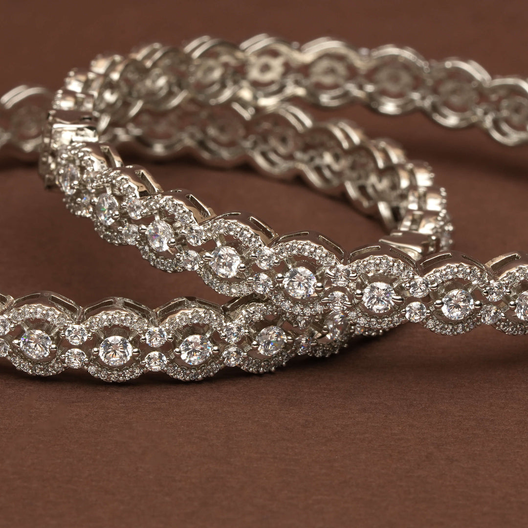 CZ White Gold Bangles