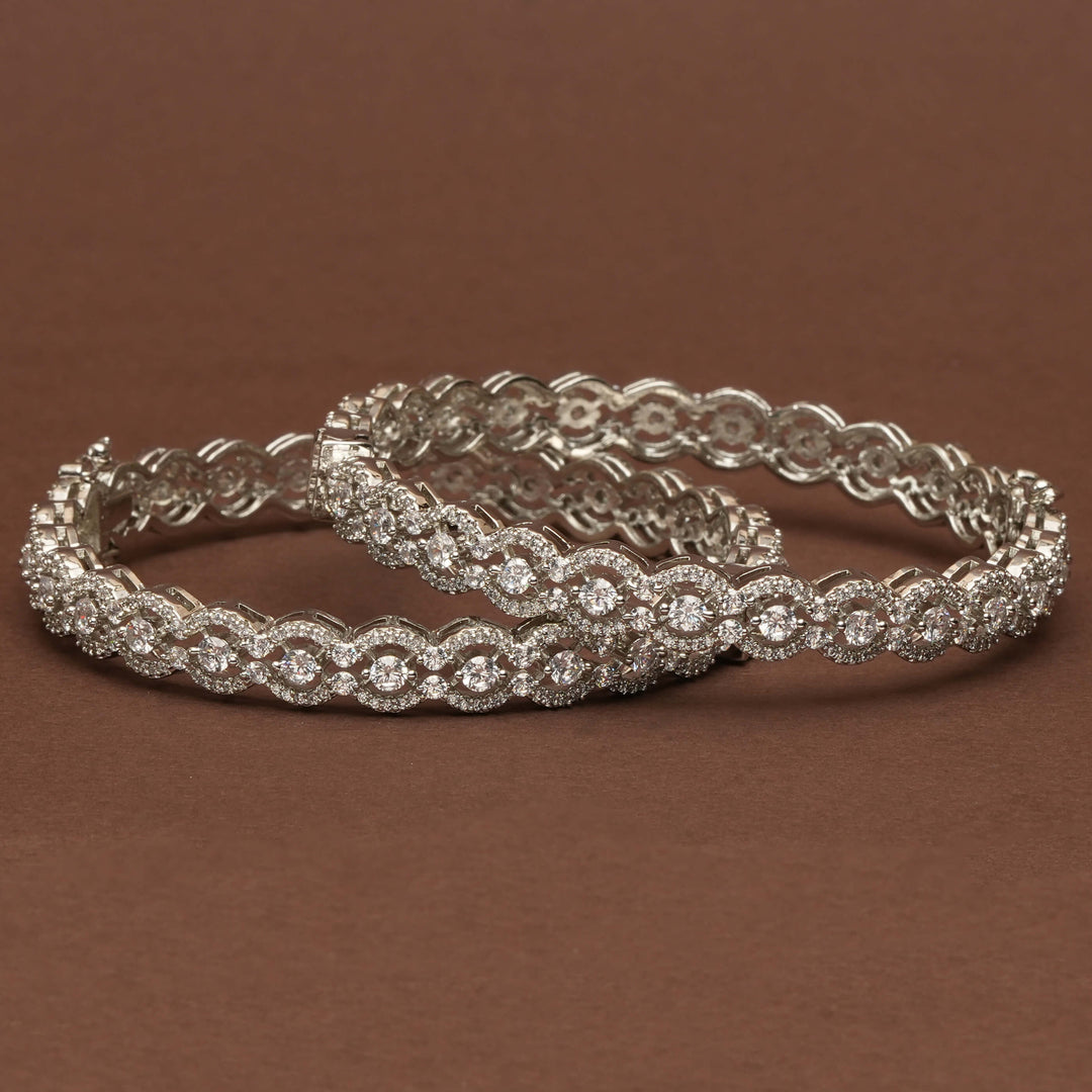 CZ White Gold Bangles