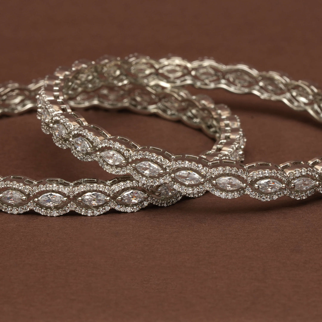 CZ White Gold Bangles