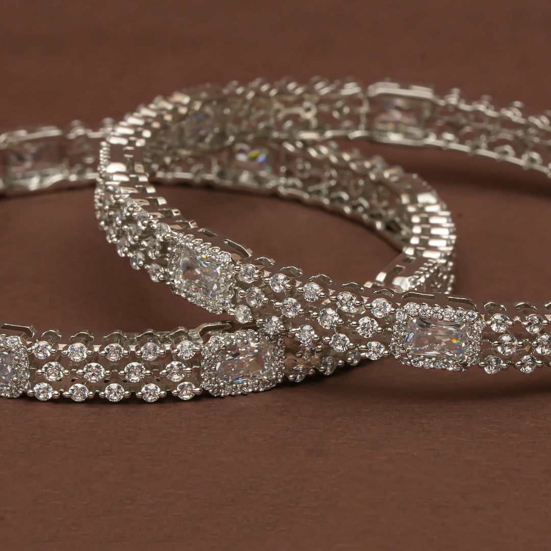 CZ White Gold Bangles