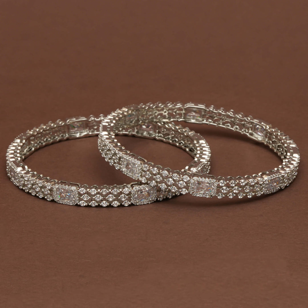 CZ White Gold Bangles