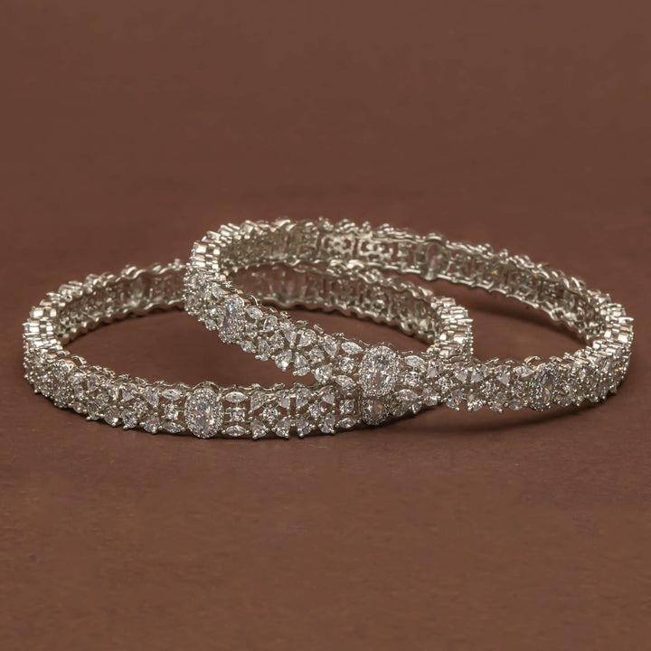 CZ White Gold Bangles