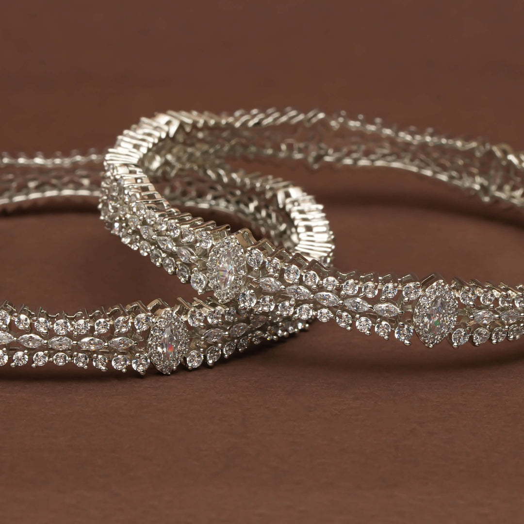 CZ White Gold Bangles