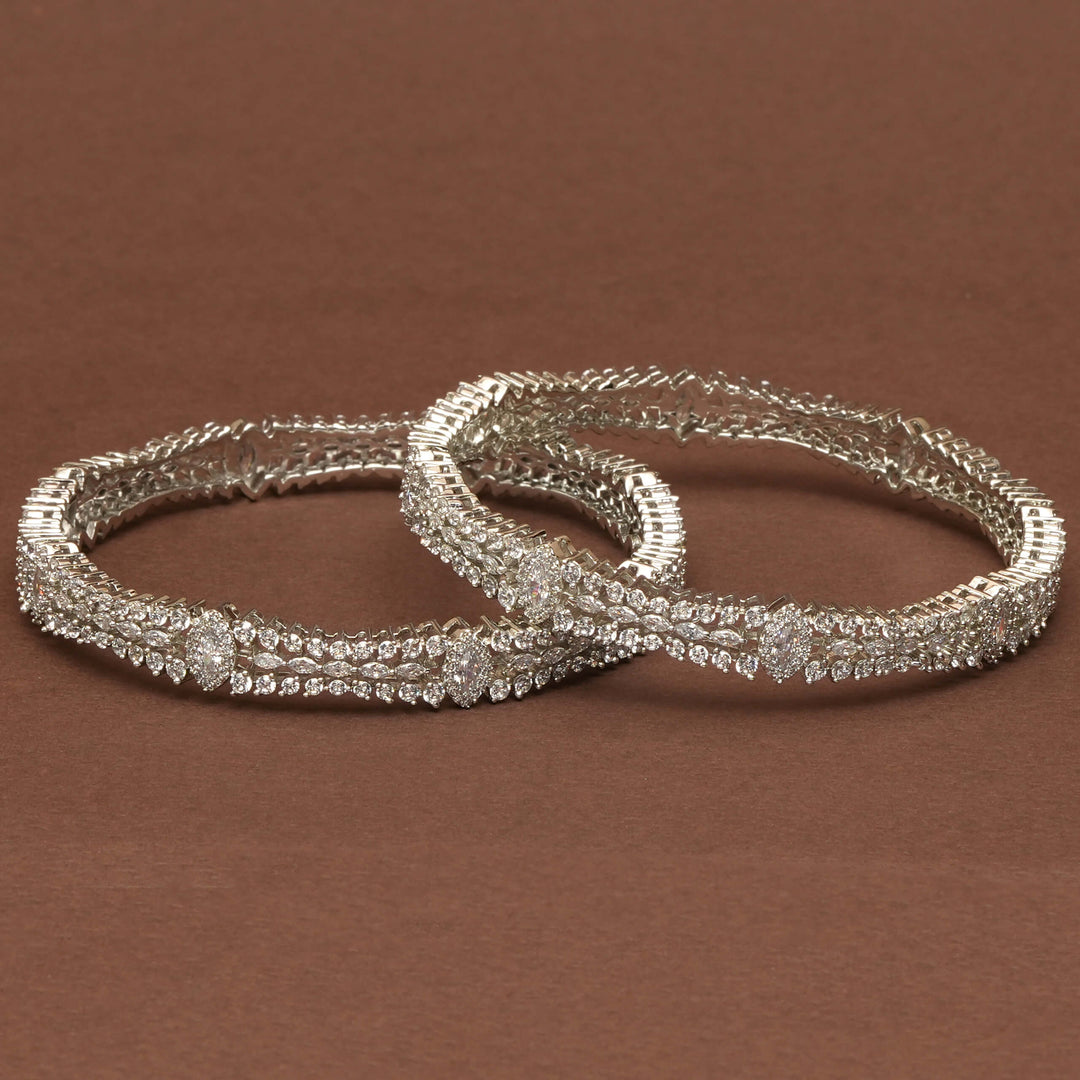 CZ White Gold Bangles