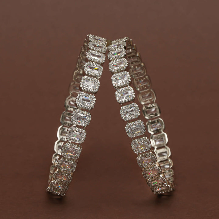 CZ White Gold Bangles