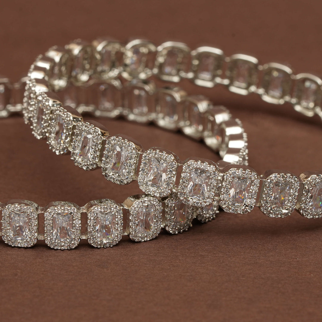 CZ White Gold Bangles