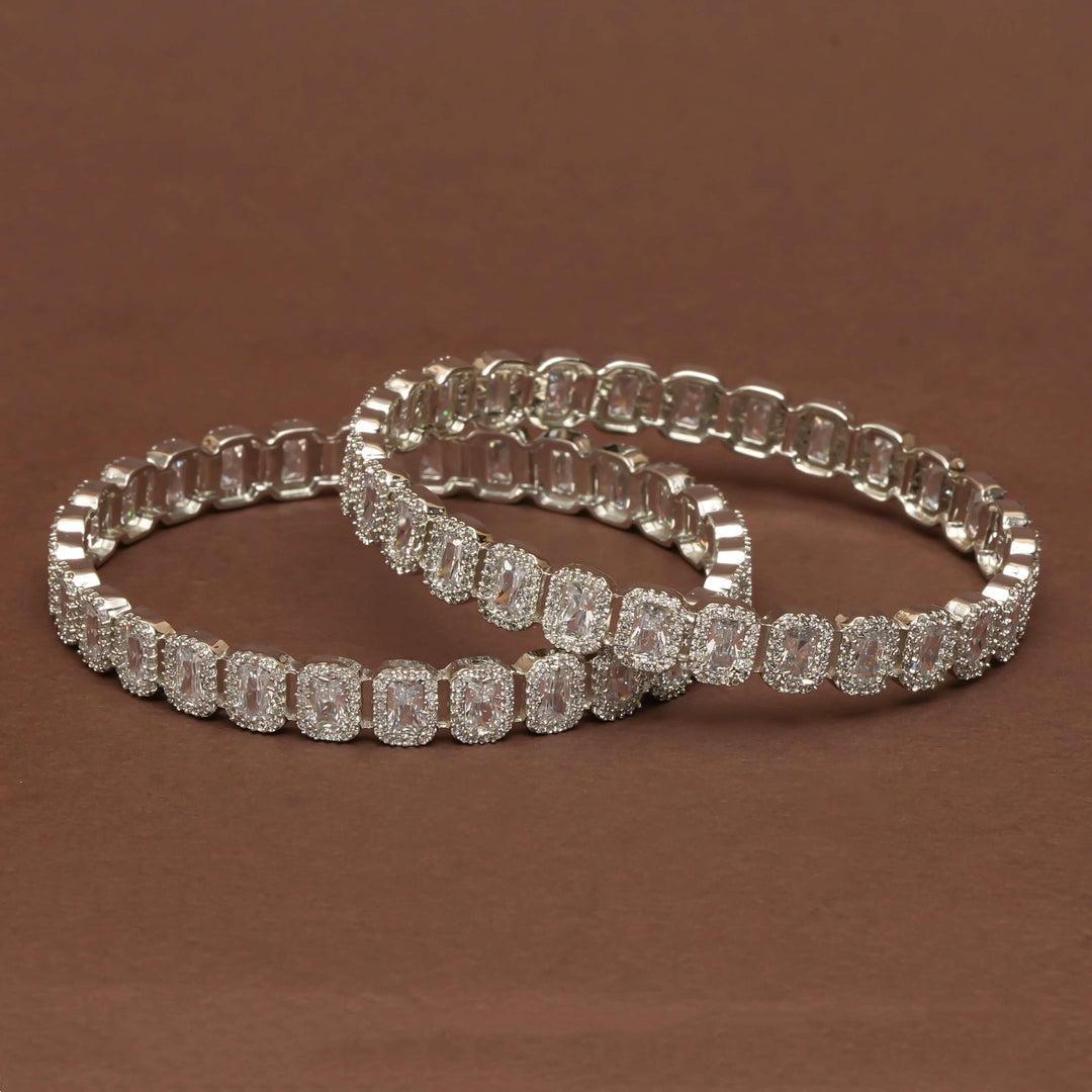 CZ White Gold Bangles