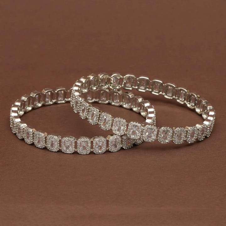 CZ White Gold Bangles