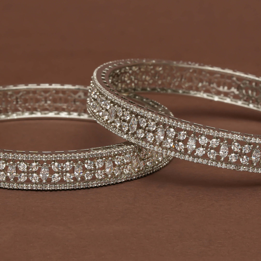 CZ White Gold Bangles