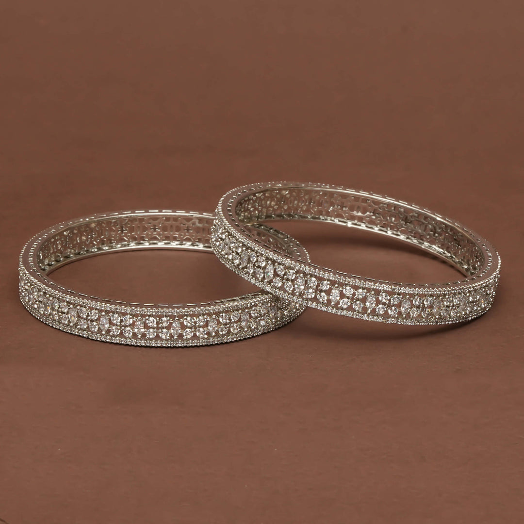 CZ White Gold Bangles