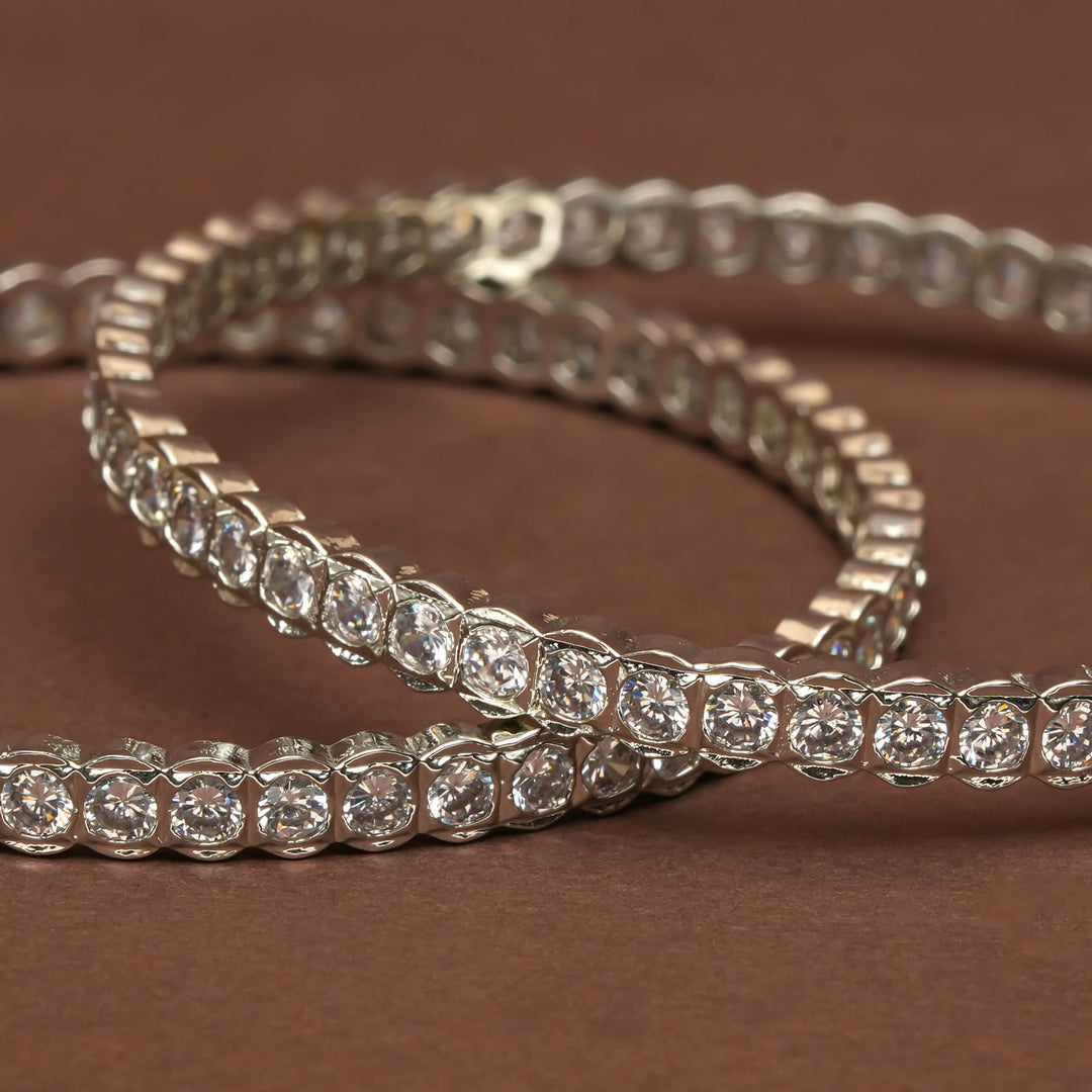 CZ White Gold Bangles