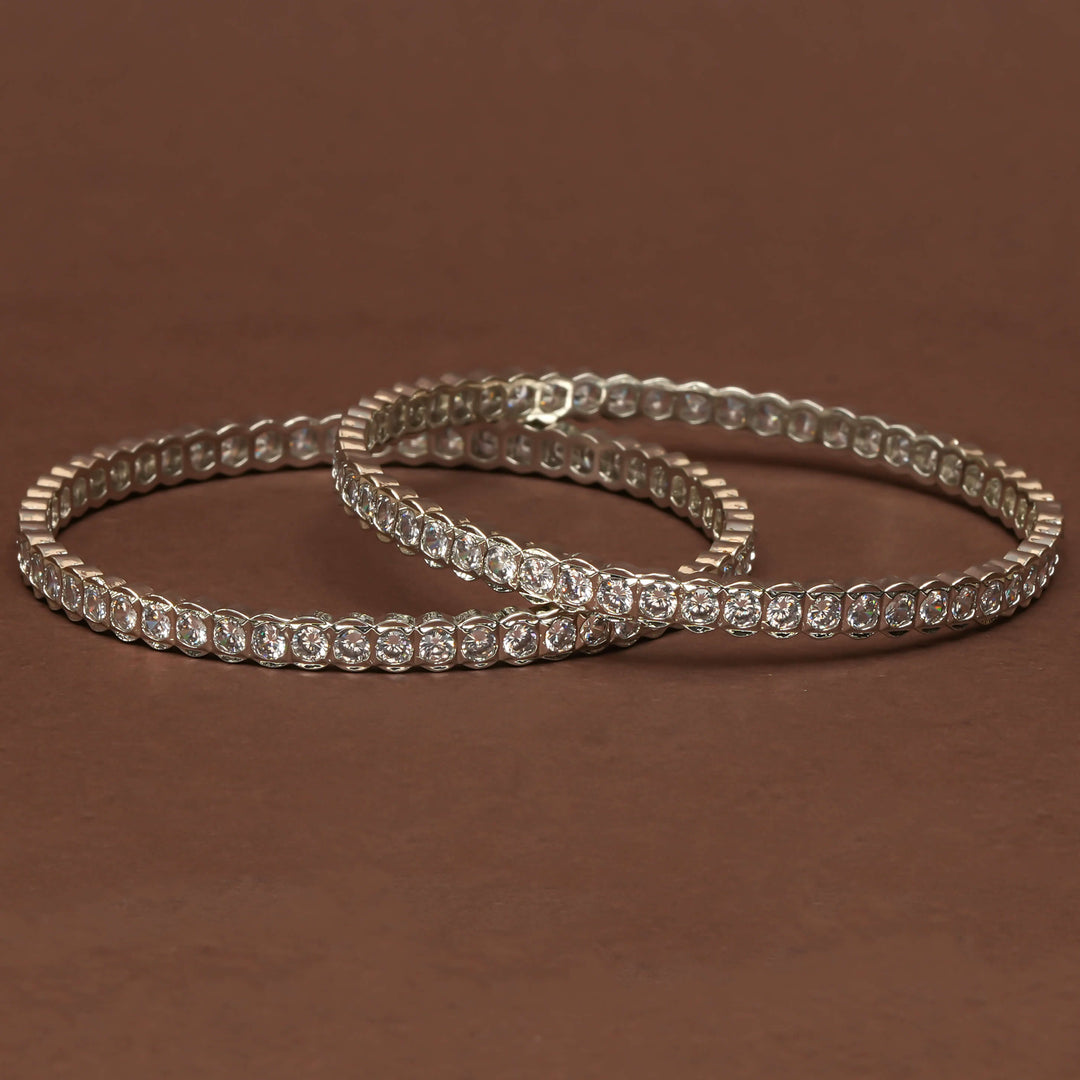 CZ White Gold Bangles