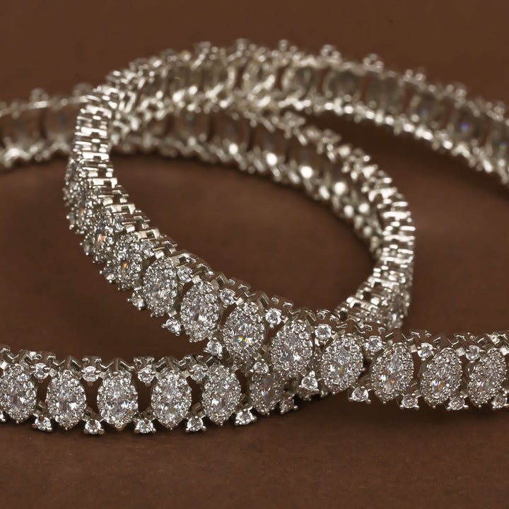 CZ White Gold Bangles