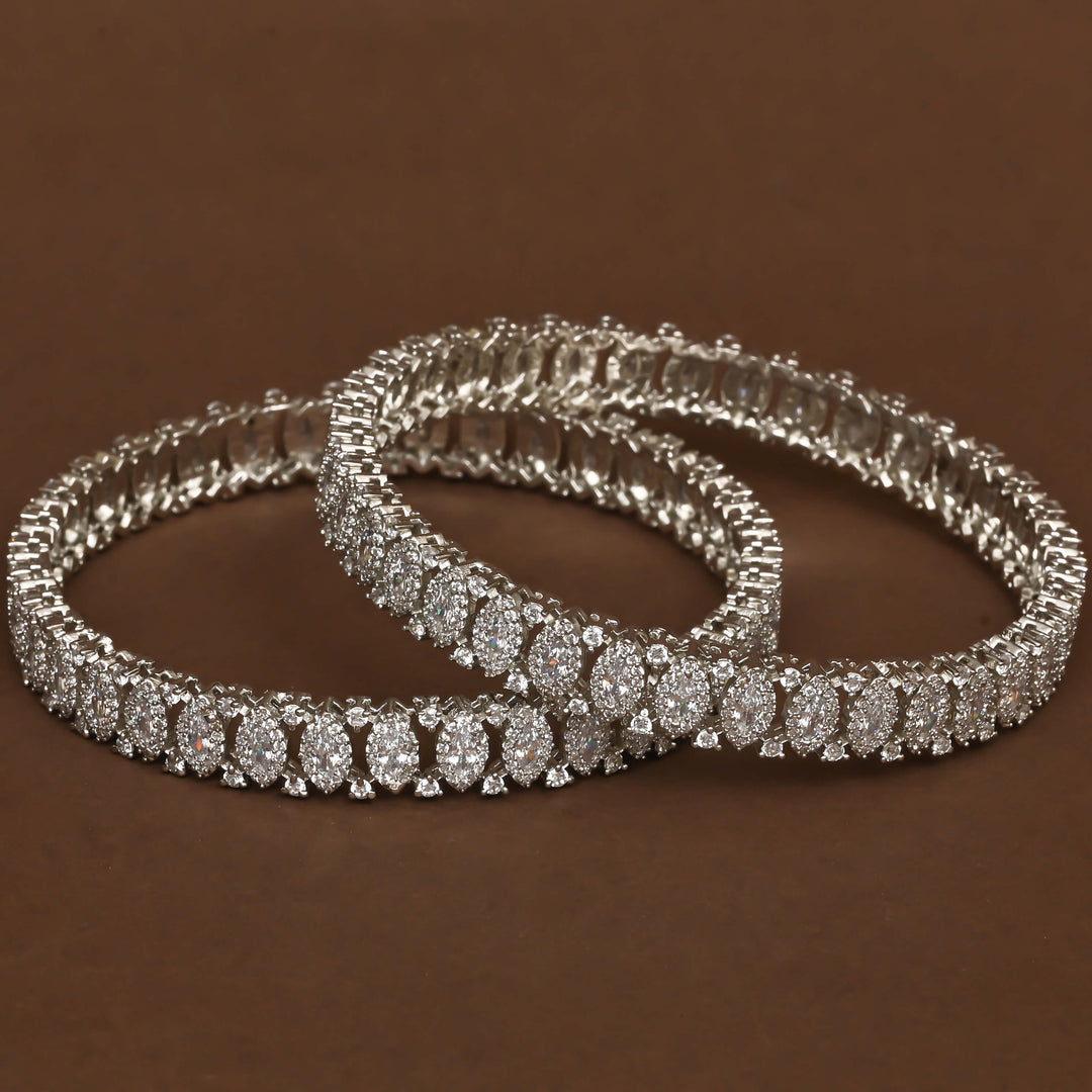 CZ White Gold Bangles