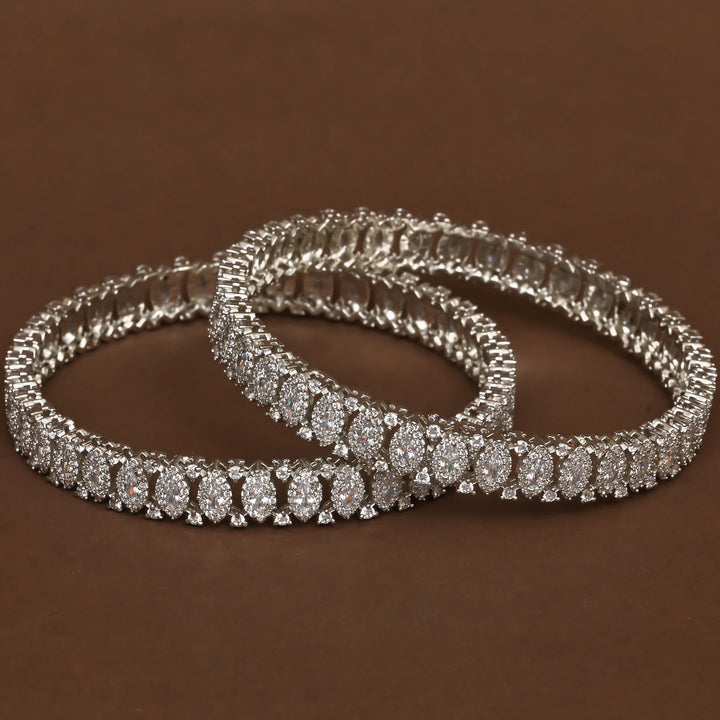 CZ White Gold Bangles