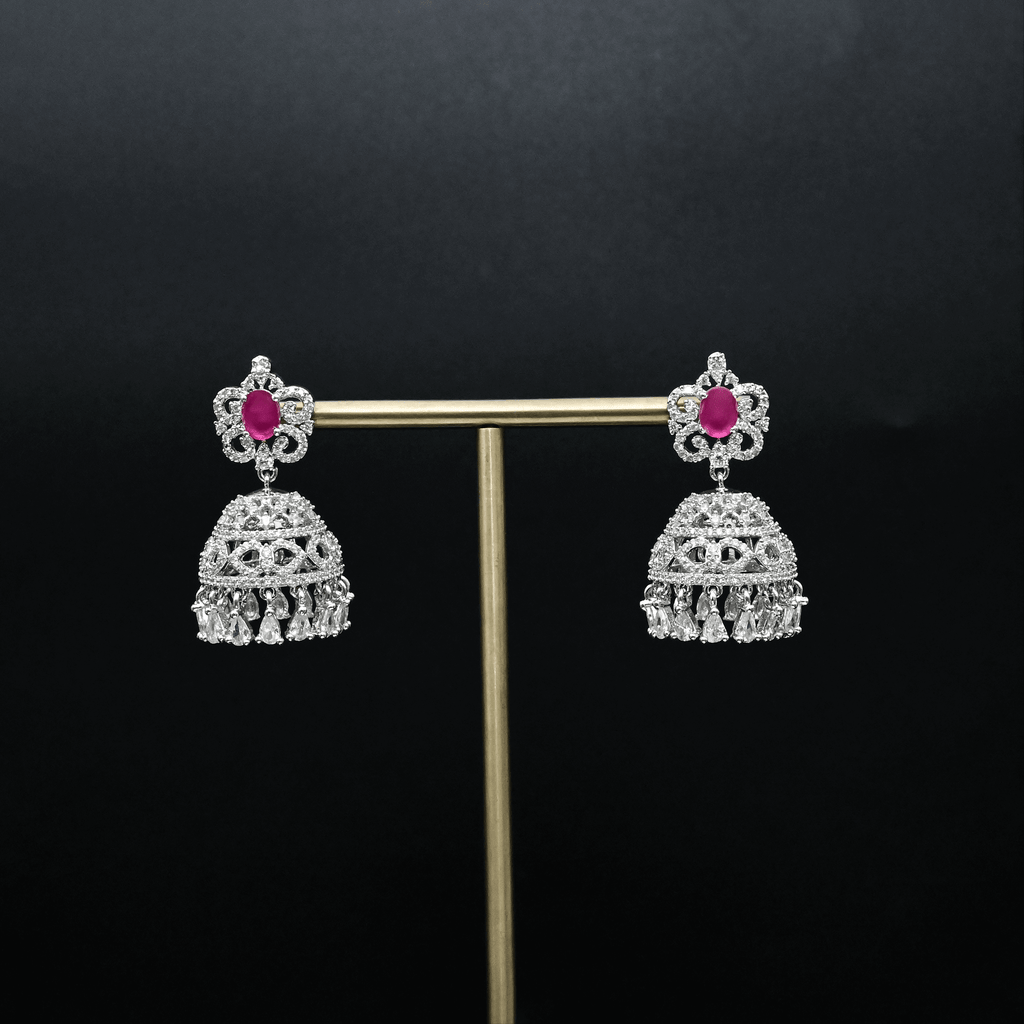 CZ Ruby Earrings