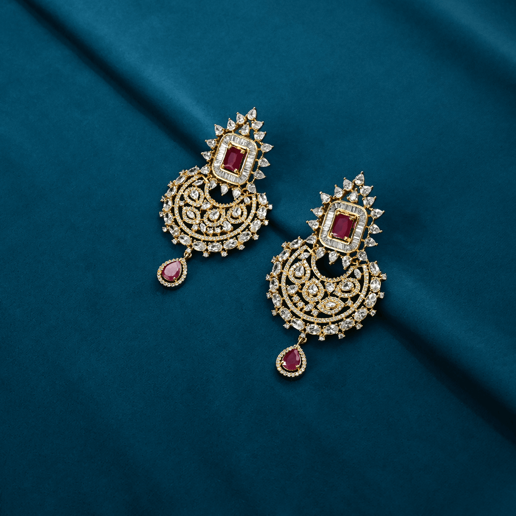 CZ Ruby Earrings