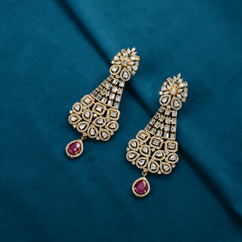 CZ Ruby Earrings