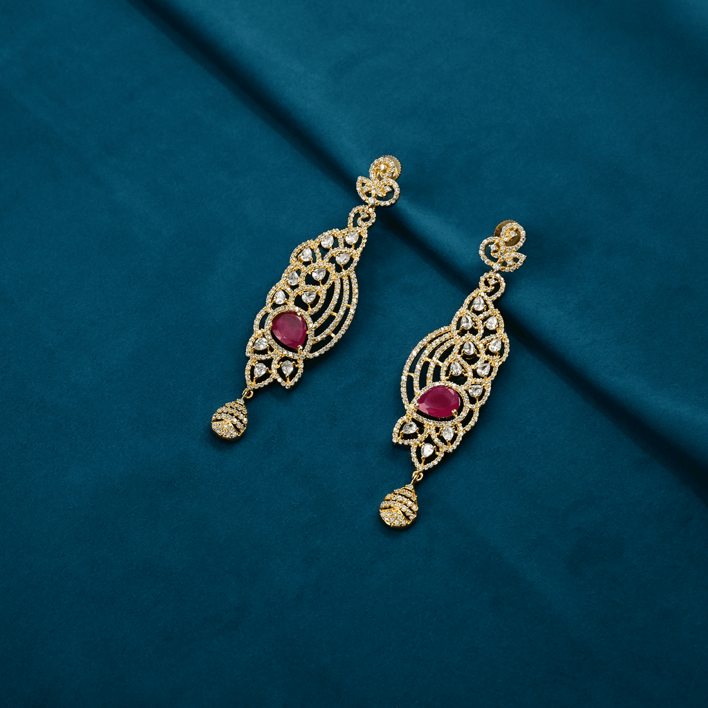 CZ Ruby Earrings