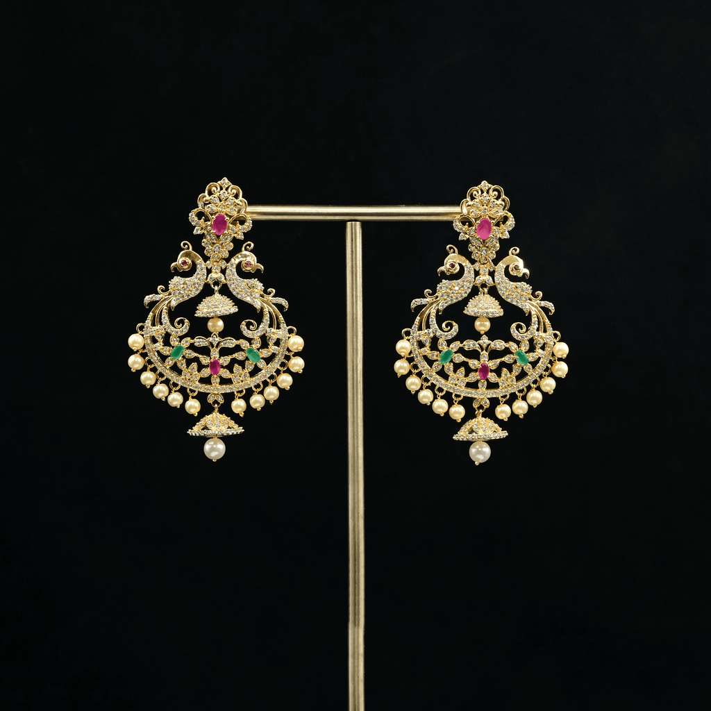 CZ Multi Stone Chandbali Earrings