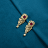 CZ Ruby Chandbali Earrings