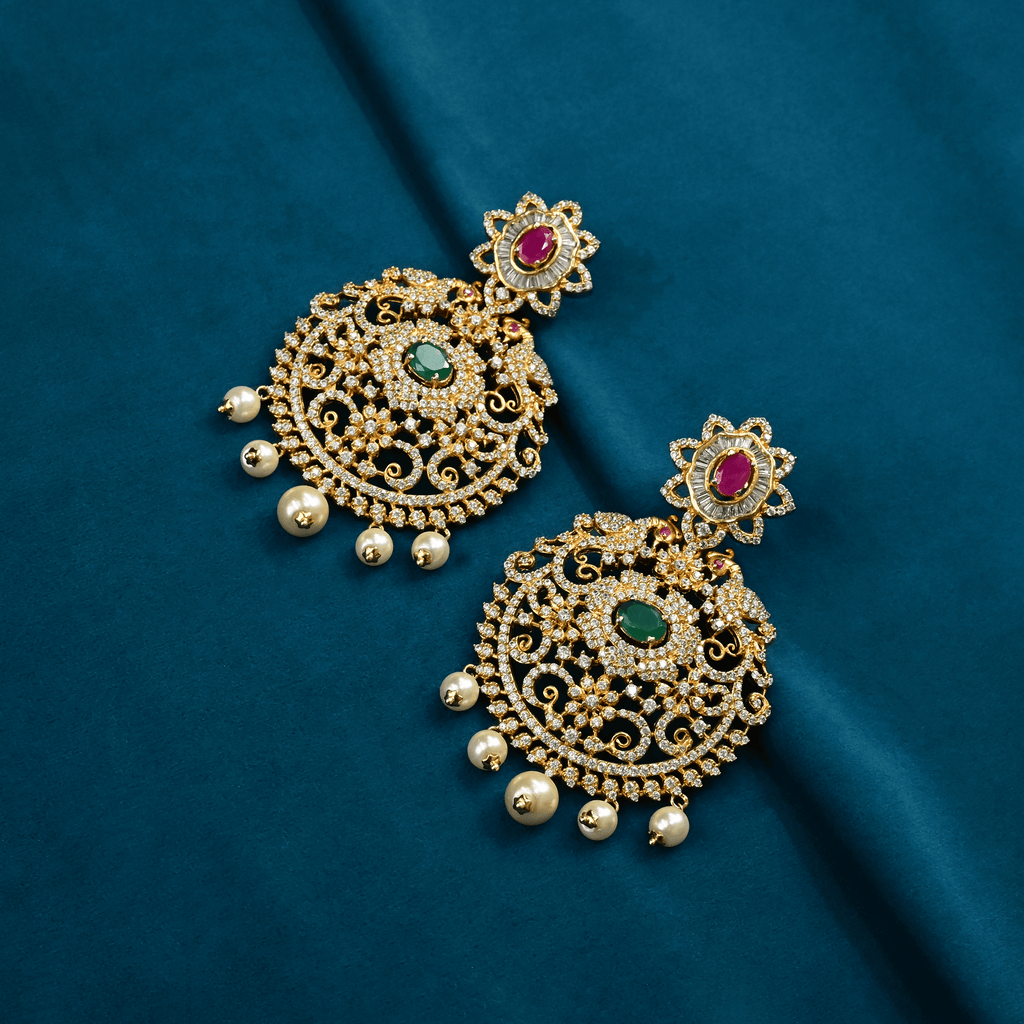 CZ Multi Stone Chandbali Earrings