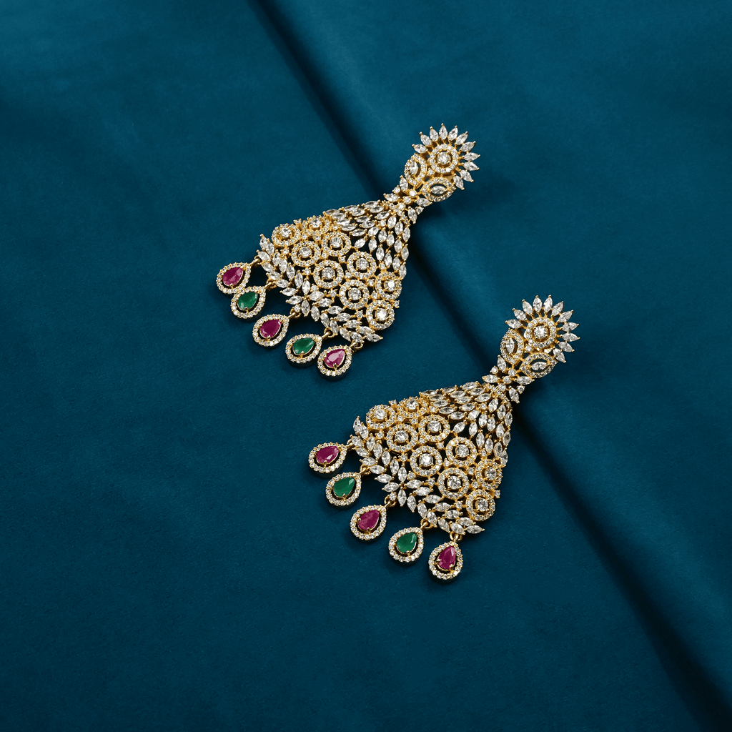 CZ Multi Stone Chandbali Earrings