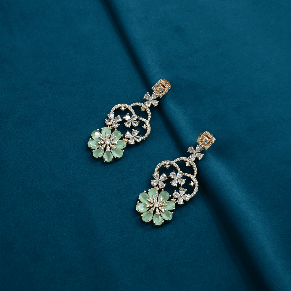 CZ Mint Chandbali Earrings