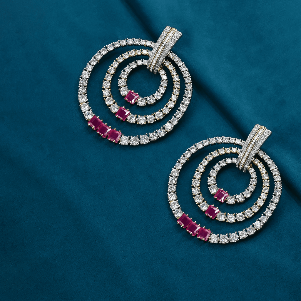 CZ Ruby Chandbali Earrings