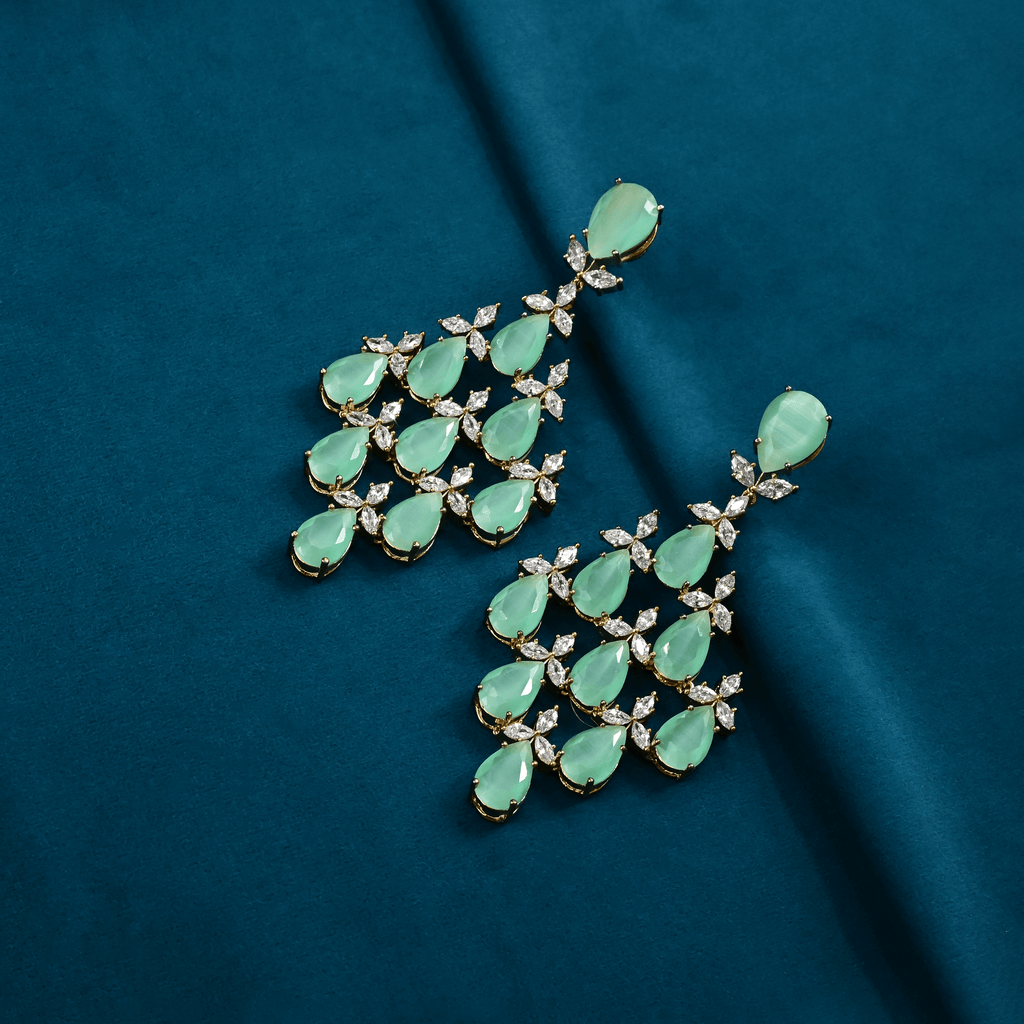 CZ Mint Chandbali Earrings