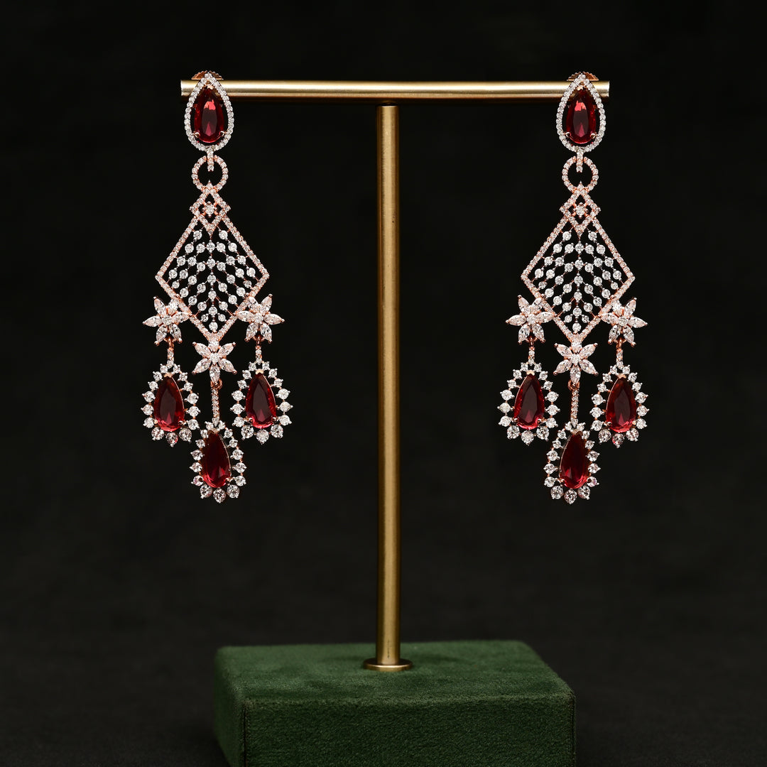 CZ Ruby Earrings