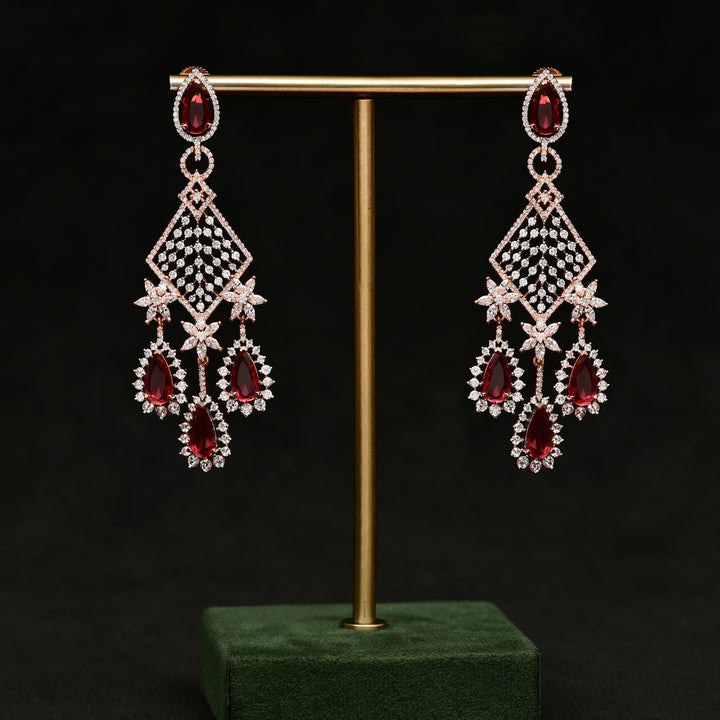 CZ Ruby Earrings