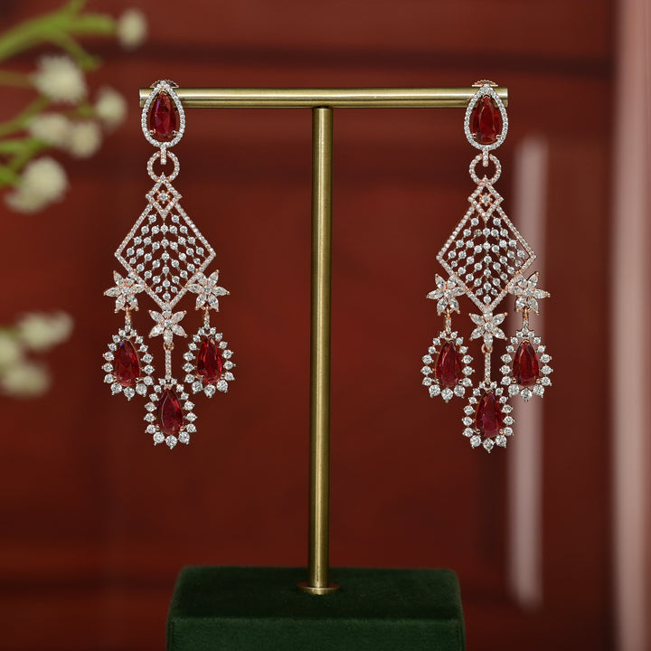 CZ Ruby Earrings