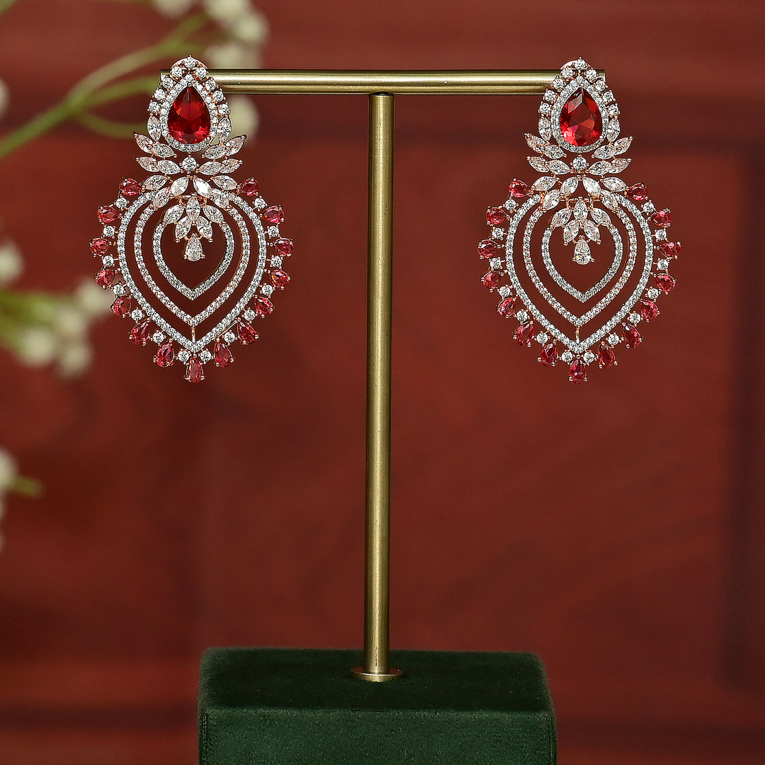 CZ Ruby Earrings
