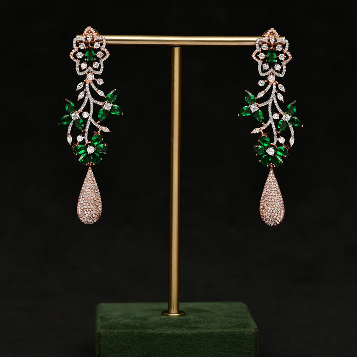 CZ Emerald Rose Gold Earrings
