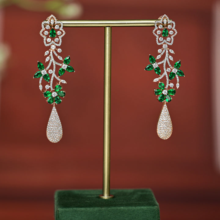 CZ Emerald Rose Gold Earrings