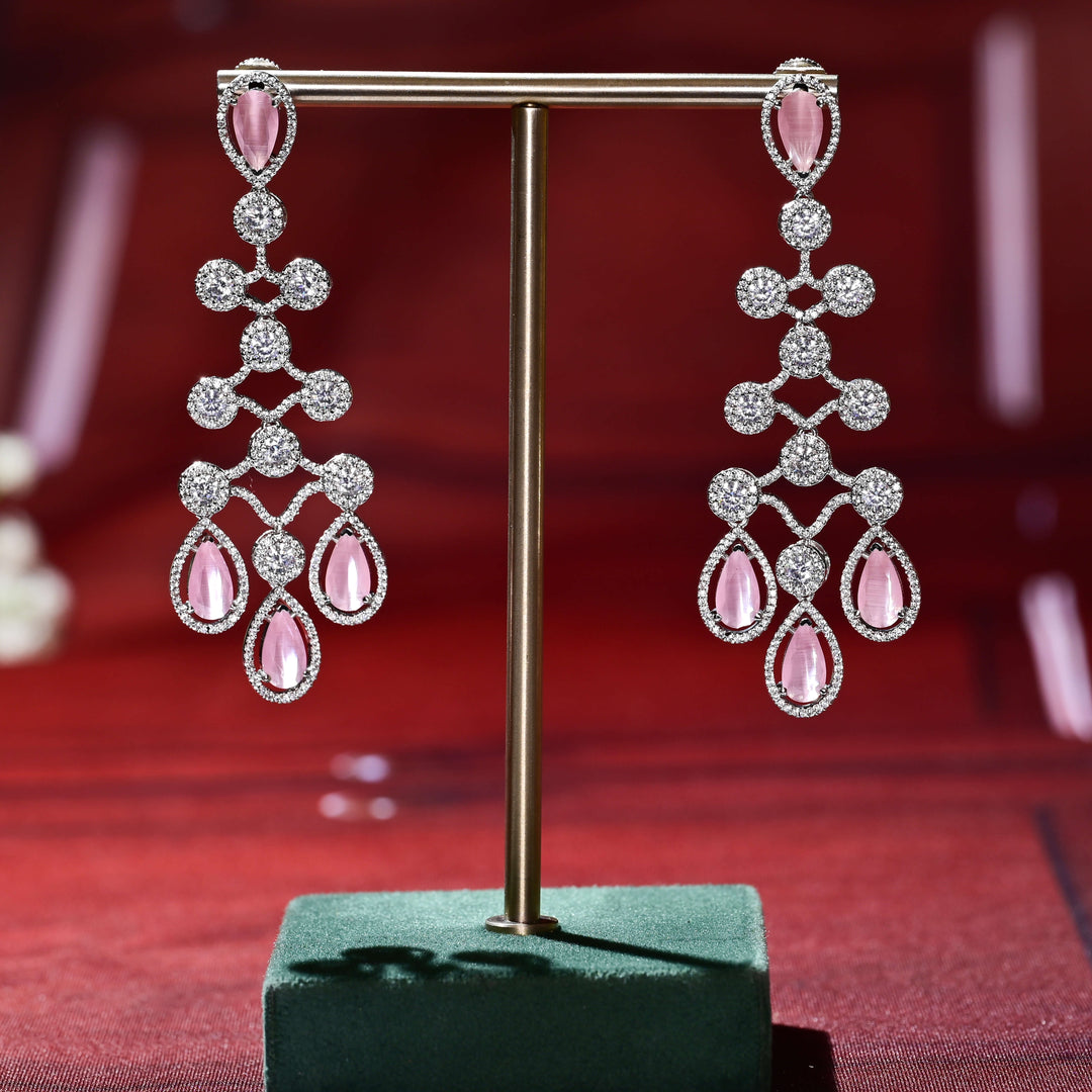 CZ White Gold Earrings