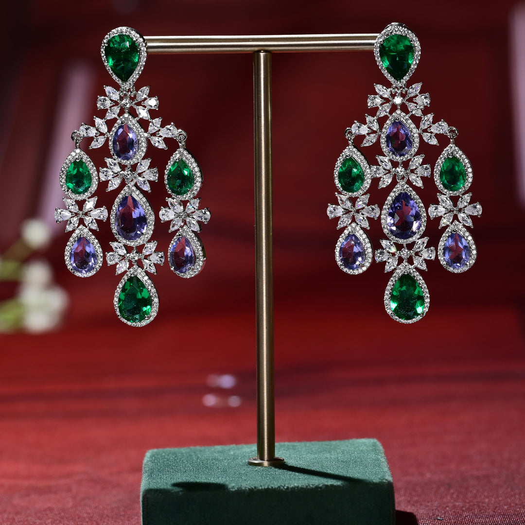 CZ White Gold Earrings