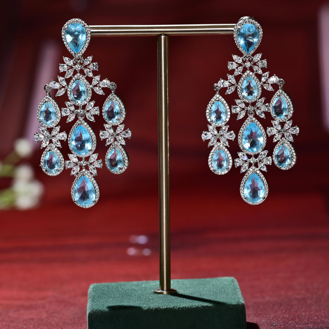 CZ White Gold Earrings