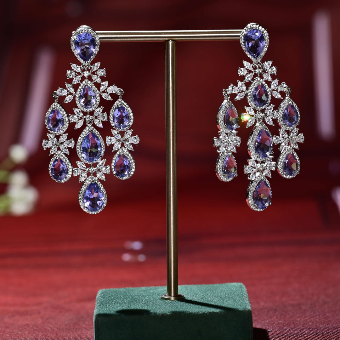 CZ White Gold Earrings