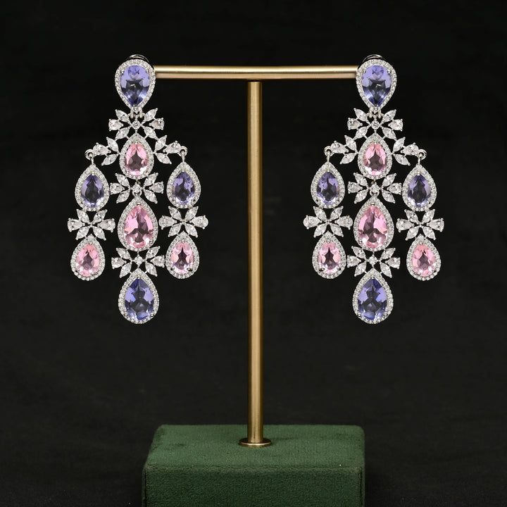 CZ White Gold Earrings