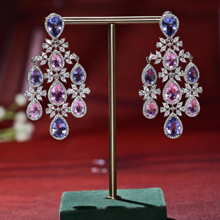 CZ White Gold Earrings