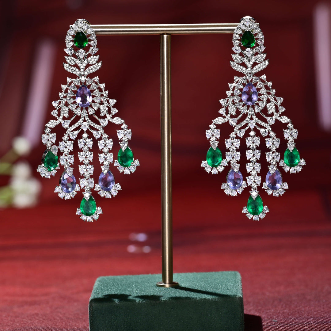 CZ White Gold Earrings